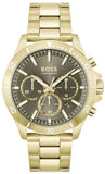 Hugo Boss Troper Chronograph Green Dial Gold Steel Strap Watch For Men - 1514059 Authentic Buy Shop Now