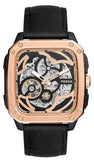 Fossil Inscription Automatic Skeleton Rose Gold Dial Black Leather Strap Watch for Men - BQ2572 Authentic Buy Shop Now