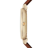 Emporio Armani Gianni T Bar Quartz Pink Mother of Pearl Dial Brown Leather Strap Watch For Women - AR1960 Authentic Buy Shop Now
