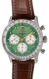 Breitling Navitimer B01 Chronograph 41 Green Dial Brown Leather Strap Watch for Men - AB0139211L1P1 Authentic Buy Shop Now