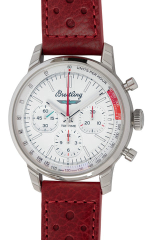 Breitling Top Time B01 Ford Thunderbird White Dial Red Leather Strap Watch for Men - AB01766A1A1X1 Authentic Buy Shop Now