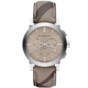 Burberry The City Smoke Dial Checked Brown Leather Strap Watch for Men - BU9358 Authentic Buy Shop Now