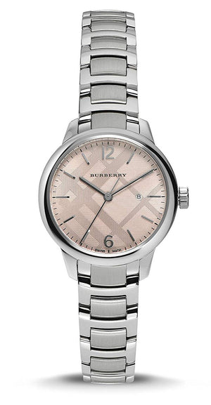 Burberry The Classic Pink Dial Silver Steel Strap Watch for Women - BU10111 Authentic Buy Shop Now