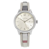 Burberry The Classic Guilloche Silver Dial Grey Leather Strap Watch for Women - BU10113 Authentic Buy Shop Now