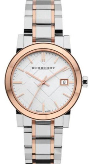 Burberry The City White Dial Two Tone Steel Strap Watch for Women - BU9105 Authentic Buy Shop Now
