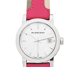 Burberry The City White Dial Haymarket Pink Leather Strap Watch for Women - BU9149 Authentic Buy Shop Now