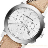 Burberry The City Chronograph White Dial Haymarket Leather Strap Watch For Men - BU9360 Authentic Buy Shop Now