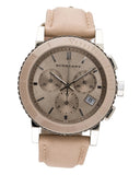 Burberry The City Chronograph Rose Gold Dial Beige Leather Strap Watch For Women - BU9702 Authentic Buy Shop Now