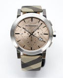 Burberry The City Smoke Dial Checked Brown Leather Strap Watch for Men - BU9358 Authentic Buy Shop Now