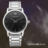 Emporio Armani Luigi Quartz Black Dial Silver Steel Strap Watch For Men - AR2499 Authentic Buy Shop Now