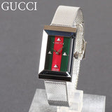 Gucci G Frame Red and Green Dial Silver Mesh Bracelet Watch For Women - YA147401 Authentic Buy Shop Now
