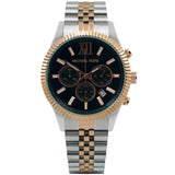 Michael Kors Lexington Chronograph Crystals Black Dial Two Tone Steel Strap Watch for Men - MK8714 Authentic Buy Shop Now