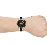 Michael Kors Lennox Chronograph Black Dial Two Tone Steel Strap Watch for Men - MK8990 Authentic Buy Shop Now