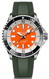 Breitling Superocean Automatic 42mm Kelly Slater Limited Edition Orange Dial Green Rubber Strap Watch for Men - A173751A101S1 Authentic Buy Shop Now