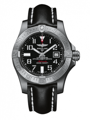 Breitling Avenger II Seawolf Stainless Steel 45mm Volcano Black Leather Strap Mens Watch - A1733110/BC31/436X Authentic Buy Shop Now