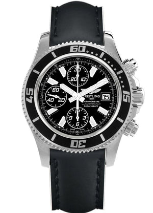 Breitling Superocean Chronograph II 44mm Automatic Black Dial Black Leather Strap Mens Watch - A1334102/BA84 Authentic Buy Shop Now