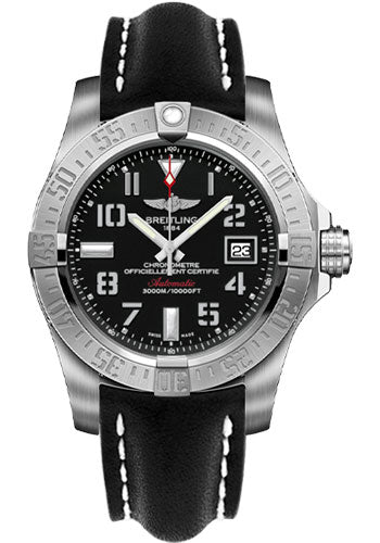 Breitling Avenger II Seawolf Stainless Steel 45mm Volcano Black Leather Strap Mens Watch - A1733110/BC31/436X Authentic Buy Shop Now