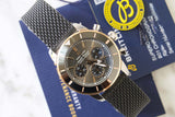 Breitling Superocean Heritage B01 Chronograph 44 Black Dial Black Mesh Bracelet Watch for Men - UB01621A1M1S1 Authentic Buy Shop Now