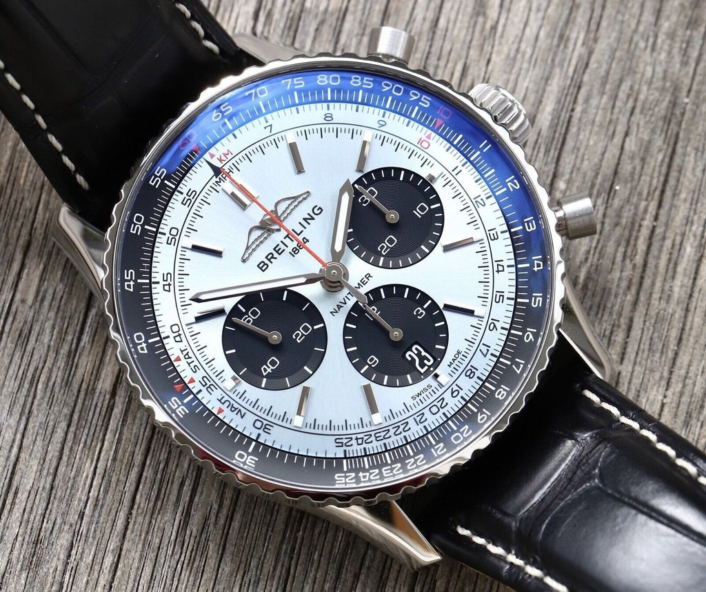 Breitling Navitimer B01 Chronograph 43 Blue Dial Black Leather Strap Watch for Men - AB0138241C1P1 Authentic Buy Shop Now