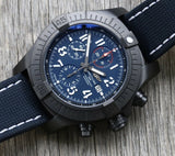 Breitling Super Avenger Chronograph 48 Night Mission Blue Dial Blue Leather Strap Watch for Men - V13375101C1X2 Authentic Buy Shop Now