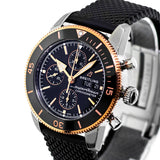 Breitling Superocean Heritage Chronograph 44 Black Dial Black Mesh Bracelet Watch for Men - U13313121B1S1 Authentic Buy Shop Now