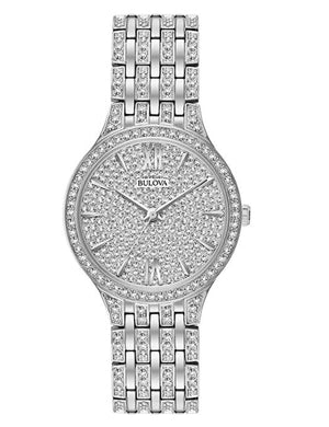 Bulova Crystal Collection Silver Dial Silver Steel Strap Watch for Women - 96L243 Authentic Buy Shop Now