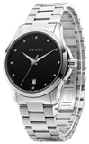 Gucci G Timeless Diamonds Black Dial Silver Steel Strap Watch For Men - YA126456 Authentic Buy Shop Now