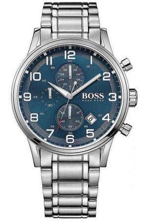 Hugo Boss Aeroliner Blue Dial Silver Steel Strap Watch for Men - 1513183 Authentic Buy Shop Now