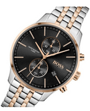 Hugo Boss Associate Chronograph Black Dial Two Tone Steel Strap Watch for Men - 1513840 Authentic Buy Shop Now