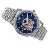 Emporio Armani Luigi Chronograph Skeleton Blue Dial Silver Steel Strap Watch For Men - AR60036 Authentic Buy Shop Now