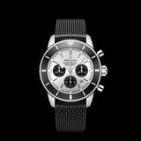Breitling Superocean Heritage B01 Chronograph 44 Silver Dial Black Mesh Bracelet Watch for Men - AB0162121G1S1 Authentic Buy Shop Now