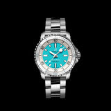 Breitling Superocean Automatic 36 Turquoise Dial Silver Steel Strap Watch for Men - A17377211C1A1 Authentic Buy Shop Now