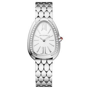 Bvlgari Serpenti Seduttori Diamonds Silver Dial Silver Steel Strap Watch for Women - SERPENTI103361 Authentic Buy Shop Now
