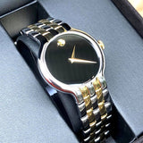 Movado Veturi Quartz Black Dial Two Tone Steel Strap Watch for Men - 0606932 Authentic Buy Shop Now