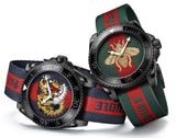 Gucci Dive Green & Red Dial Green & Red Nylon Strap Watch For Men - YA136216 Authentic Buy Shop Now