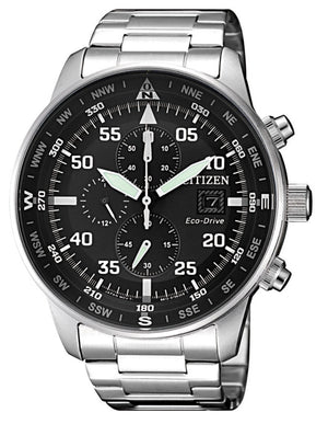Citizen Eco Drive Chronograph Black Dial Silver Steel Strap Watch For Men - CA0690-88E Authentic Buy Shop Now