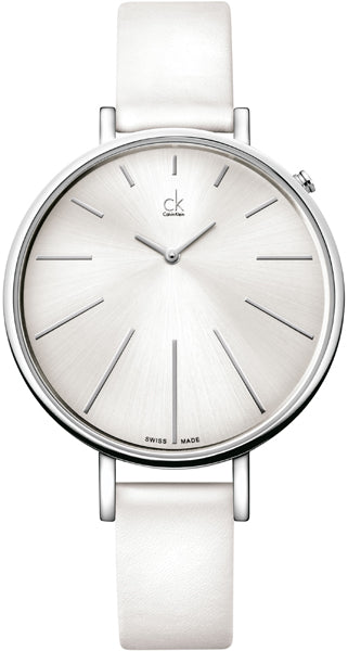 Calvin Klein Equal White Dial White Leather Strap Watch for Women - K3E231L6 Authentic Buy Shop Now