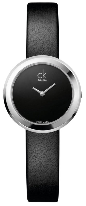 Calvin Klein Firm Black Dial Black Leather Strap Watch for Women - K3N231C1 Authentic Buy Shop Now