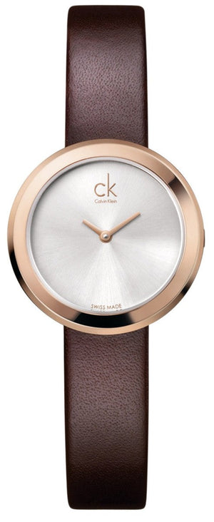 Calvin Klein Firm White Dial Brown Leather Strap Watch for Women - K3N236G6 Authentic Buy Shop Now