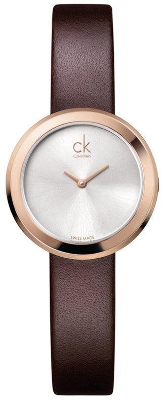 Calvin Klein Firm White Dial Brown Leather Strap Watch for Women - K3N236G6 Authentic Buy Shop Now
