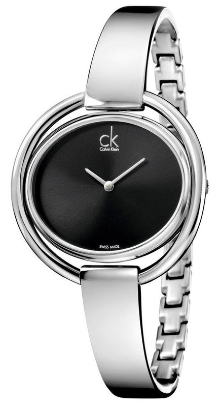 Calvin Klein Impetuous Black Dial Silver Steel Strap Watch for Women - K4F2N111 Authentic Buy Shop Now