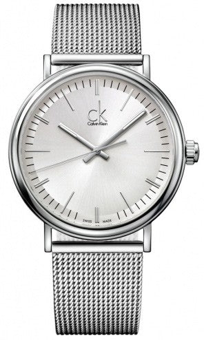 Calvin Klein Surround Silver Dial Silver Mesh Bracelet Watch for Men - K3W21126 Authentic Buy Shop Now