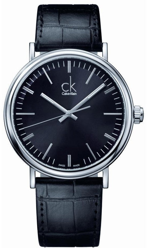 Calvin Klein Surround Black Dial Black Leather Strap Watch for Men - K3W211C1 Authentic Buy Shop Now