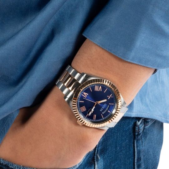 Guess Quartz Blue Dial Two Tone Steel Strap Watch For Men - GW0265G12 Authentic Buy Shop Now