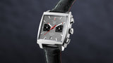 Tag Heuer Monaco Calibre 12 Final Edition Chronograph Grey Dial Black Leather Strap Watch for Men - CAW211J.FC6476 Authentic Buy Shop Now