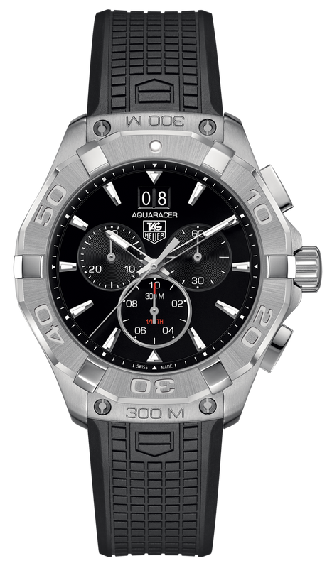 Tag Heuer Aquaracer Chronograph Black Dial Black Rubber Strap Watch for Men - CAY1110.FT6041 Authentic Buy Shop Now