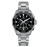 Tag Heuer Aquaracer Quartz Chronograph Black Dial Silver Steel Strap Watch for Men - CAY111A.BA0927 Authentic Buy Shop Now