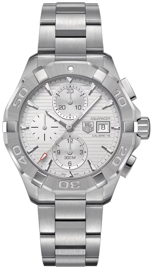 Tag Heuer Aquaracer Caliber 16 Automatic Chronograph White Dial Silver Steel Strap Watch for Men - CAY2111.BA0927 Authentic Buy Shop Now