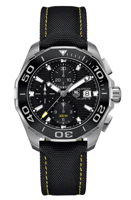 Tag Heuer Aquaracer Automatic Chronograph Black Dial Black Nylon Strap Watch for Men - CAY211A.FC6361 Authentic Buy Shop Now