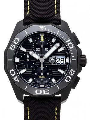 Tag Heuer Aquaracer Chronograph PVD Black Dial Black Nylon Strap Watch for Men - CAY218A.FC6361 Authentic Buy Shop Now